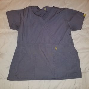 Large Gray Wonderwink Scrub Top